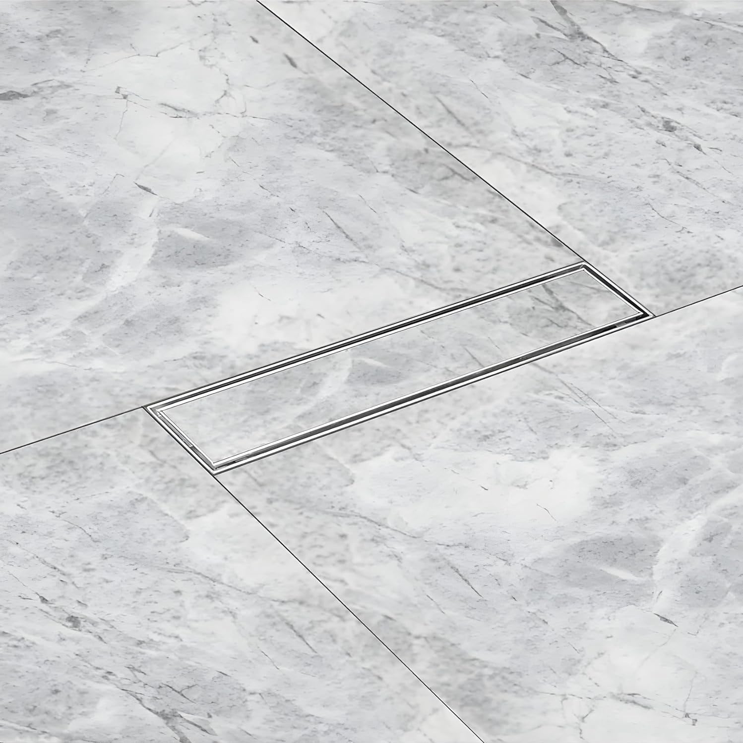 Marble Insert (304 Grade) Shower Drain Channel (12x4 Inches)
