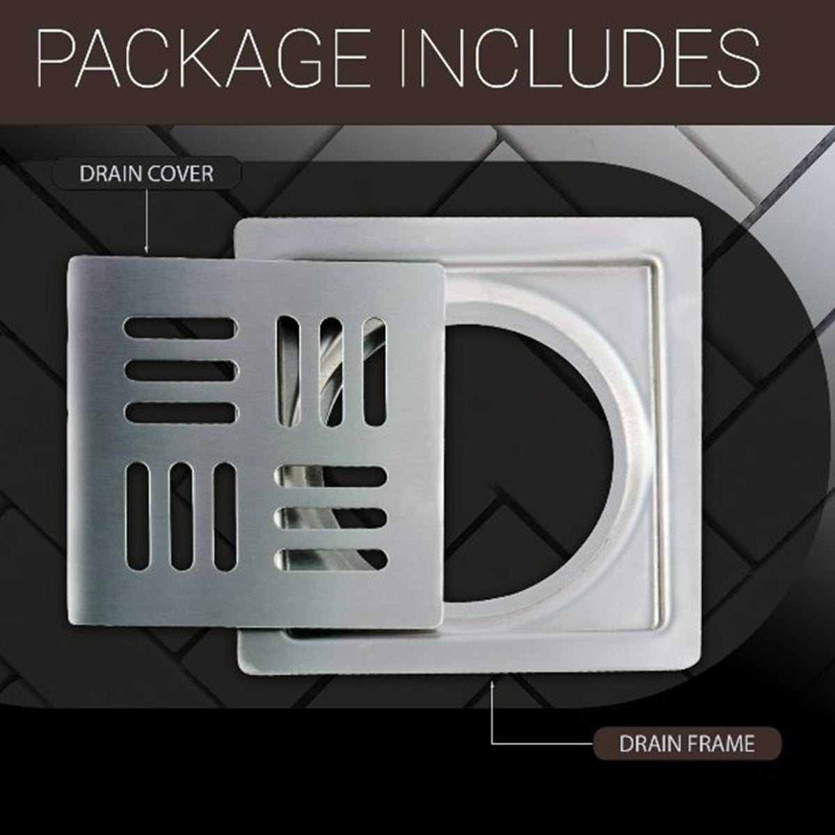 Stripes Square 304-Grade Floor Drain (5x5 Inches)