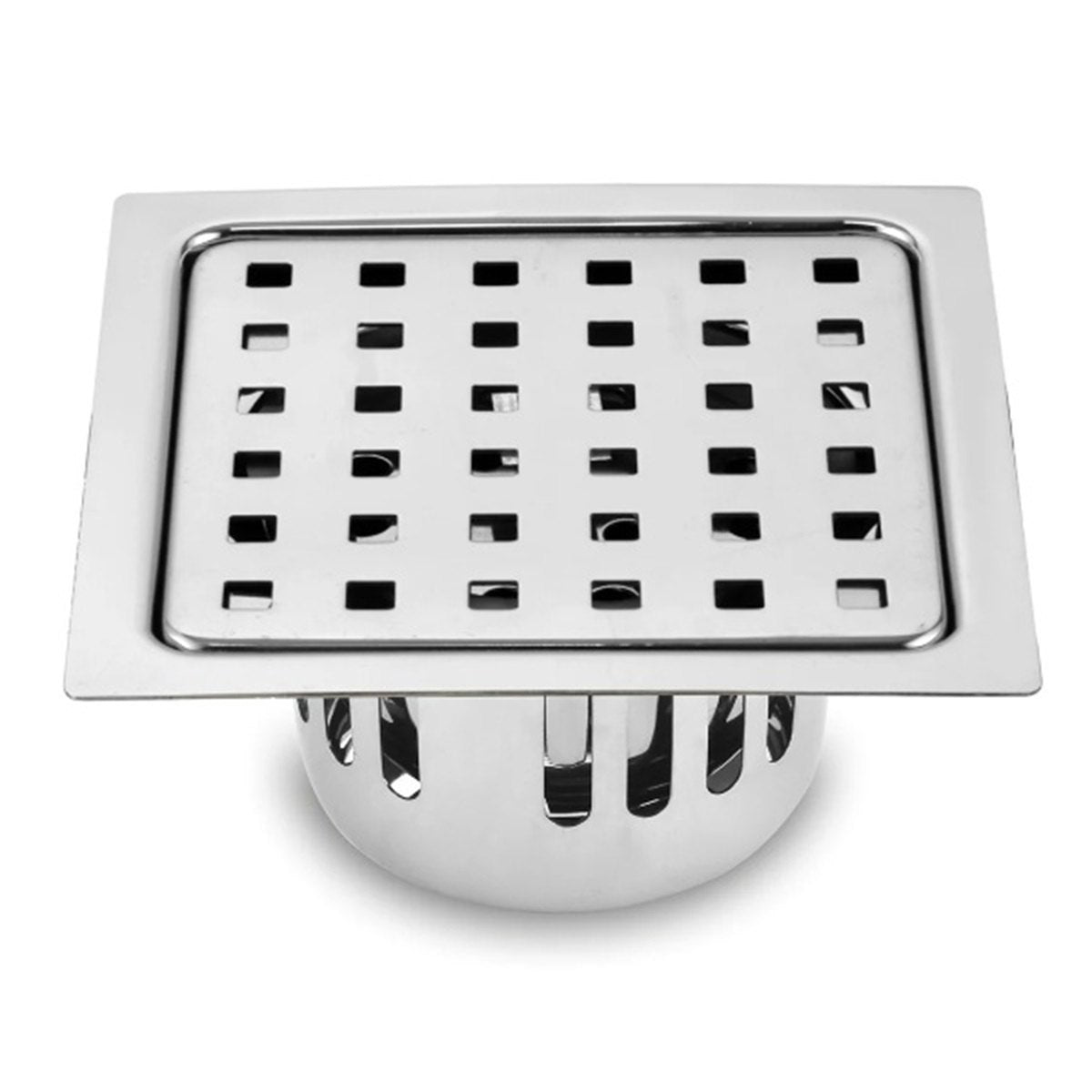Pearl Square 304-Grade Floor Drain With Collar & Cockroach Trap (5x5 Inches)