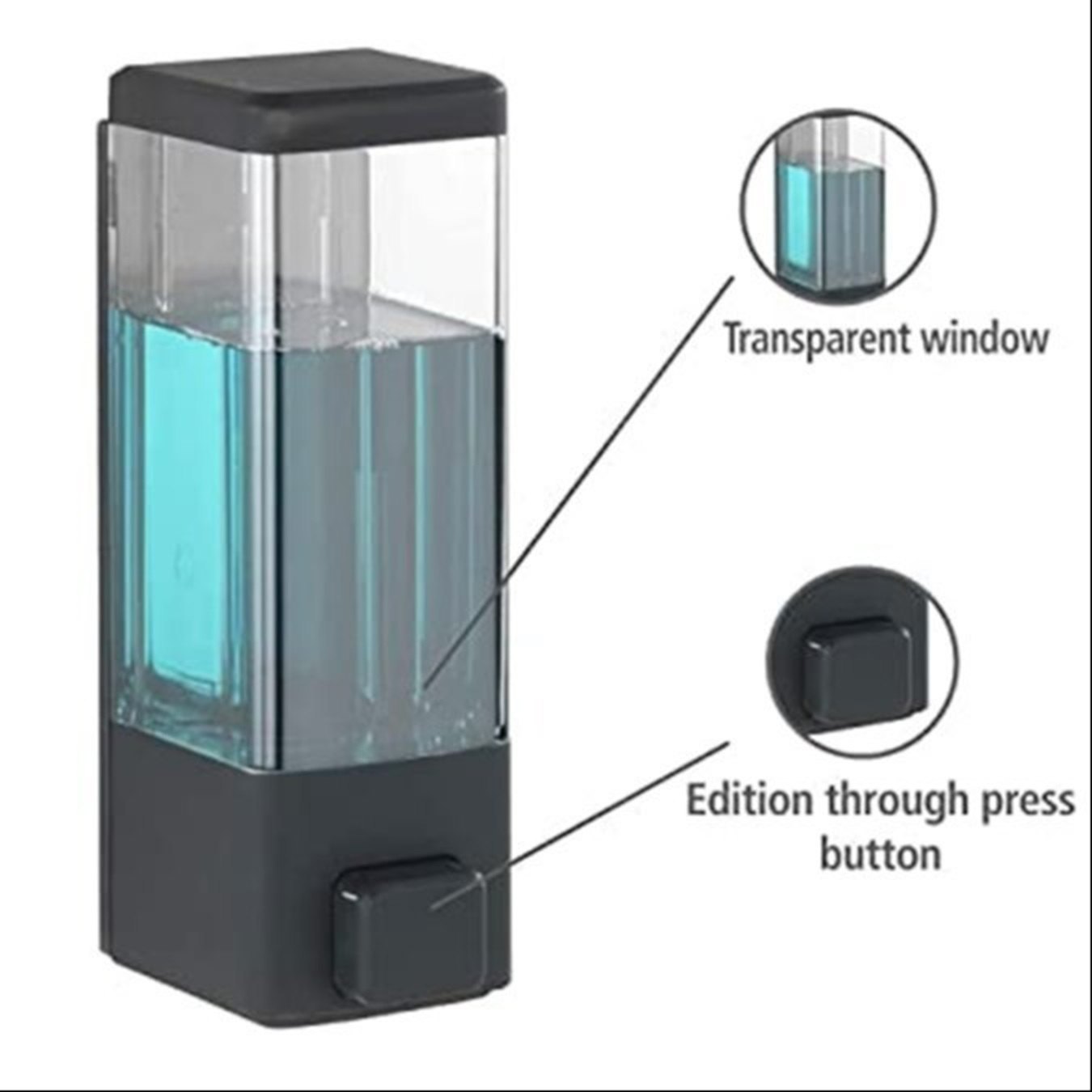 Cubix Black (350mL) Liquid Soap Dispenser (ABS)