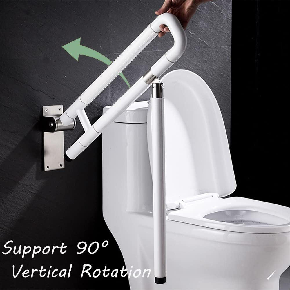 Handicap Foldable with Floor Support Stainless Steel Grab Bar (Nylon)
