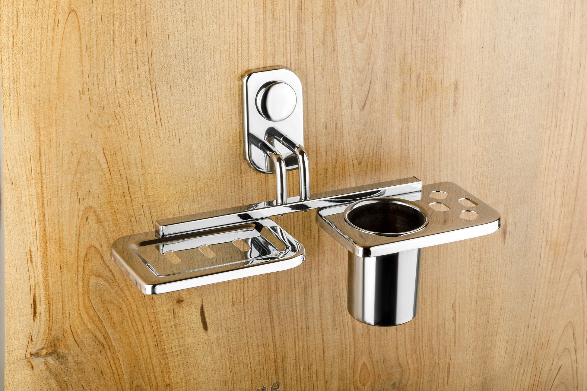 Crystal Stainless Steel Double Soap Dish With Tumbler Holder