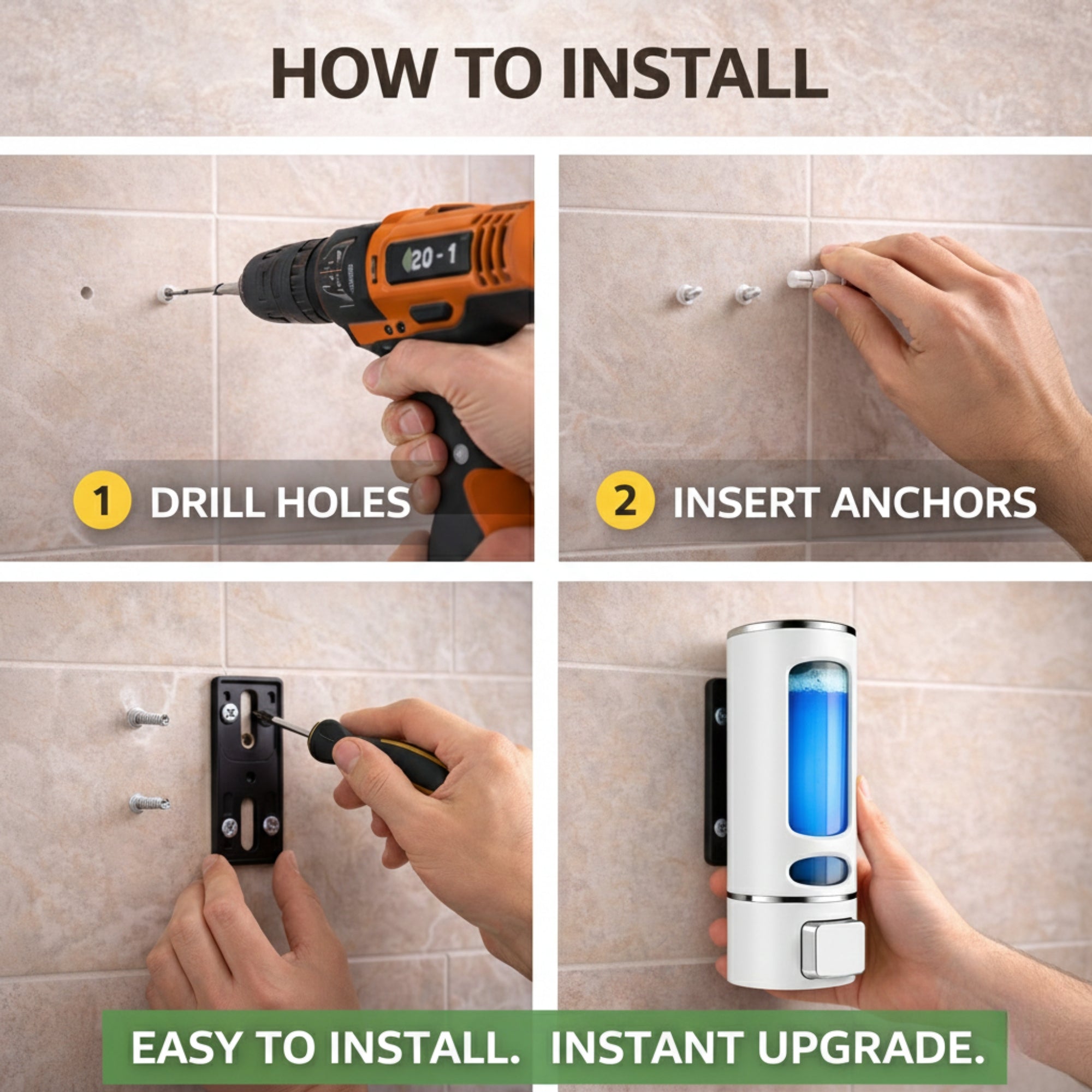 Capsule White (350mL) Liquid Soap Dispenser (ABS)