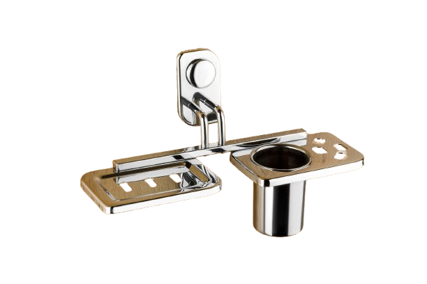 Crystal Stainless Steel Double Soap Dish With Tumbler Holder