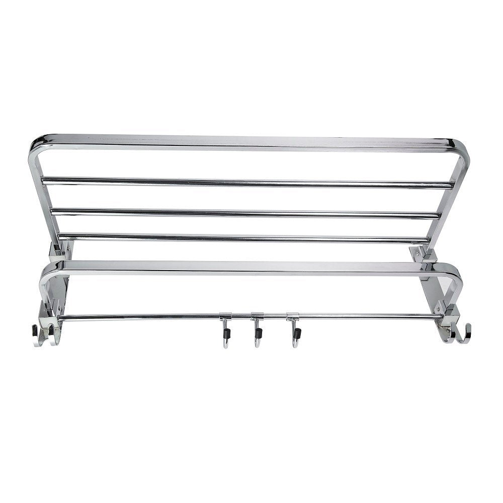 Dual Foldable Stainless Steel Towel Rack (24 Inches)