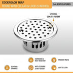 Round Floor Drain With Collar, Lock & Cockroach Trap (5 Inches)