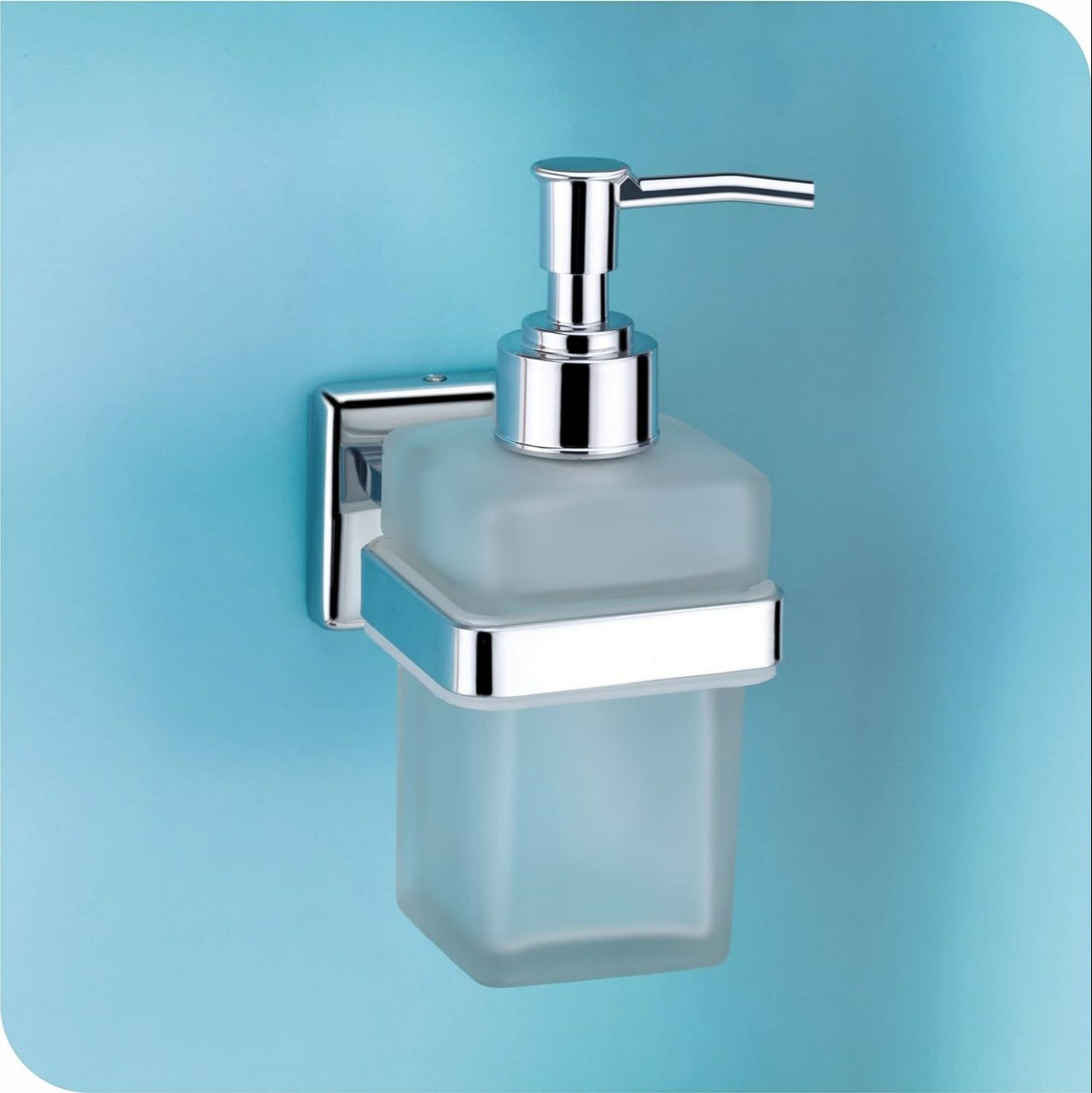 Square Stainless Steel (250mL) Liquid Soap Dispenser (Glass)