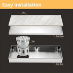 Marble Insert (304 Grade) Shower Drain Channel (12x4 Inches)