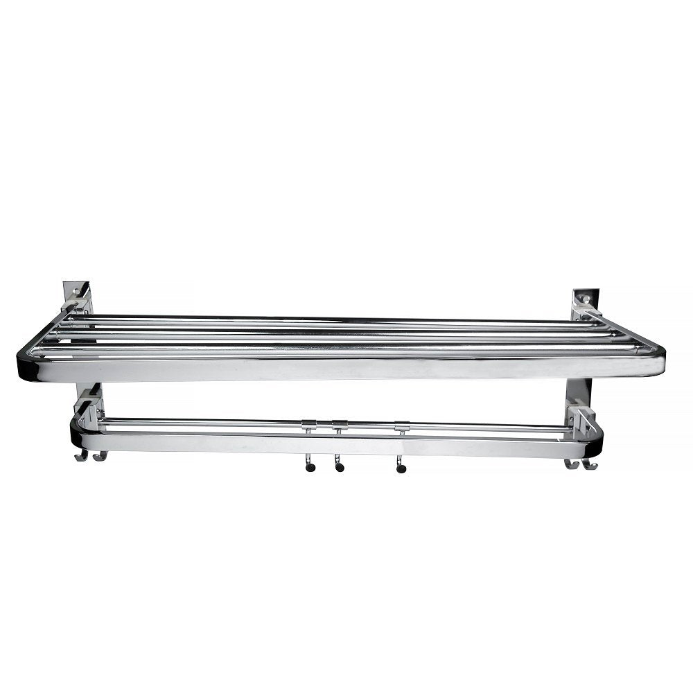 Dual Foldable Stainless Steel Towel Rack (24 Inches)