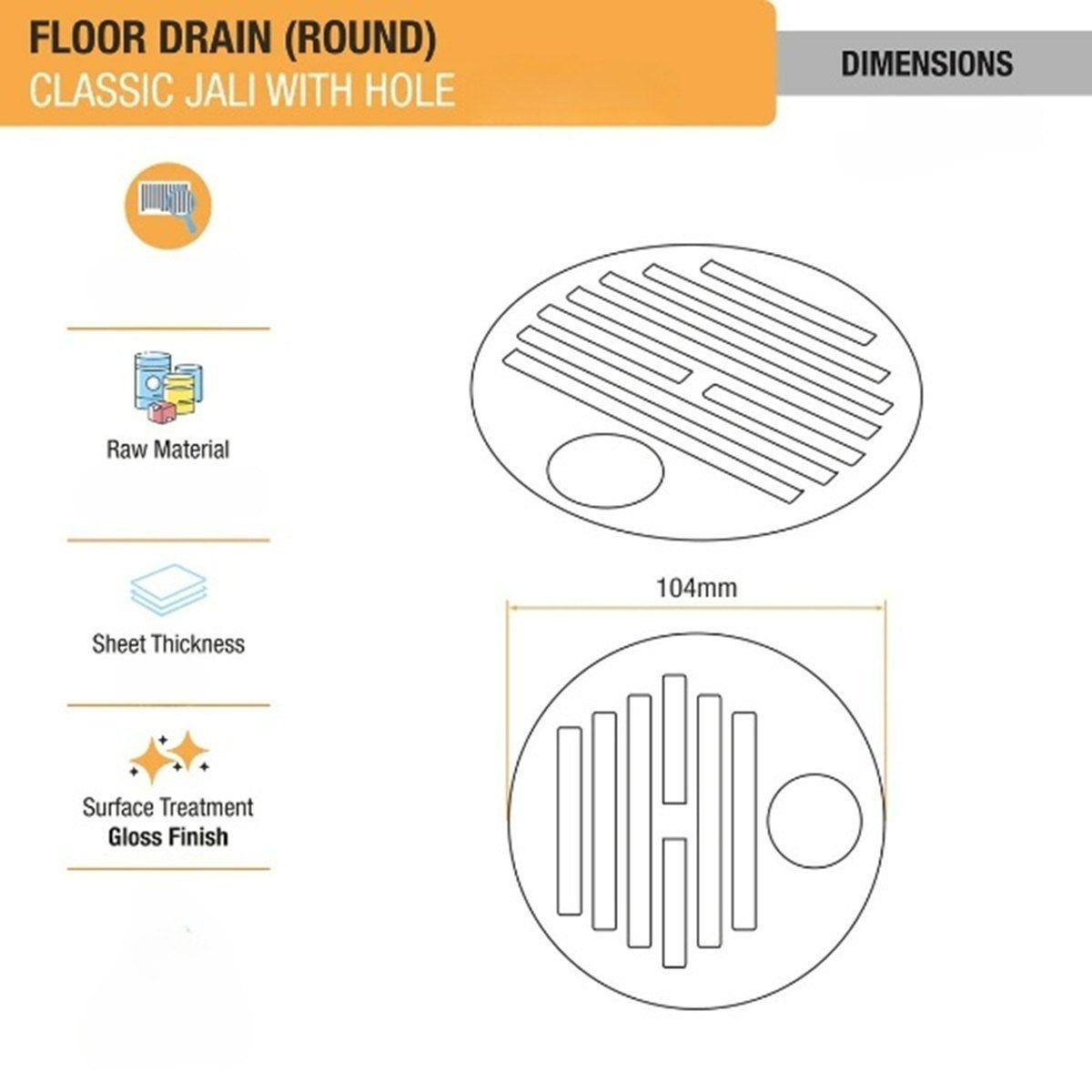 Classic Round Stainless Steel Floor Drain With Hole (3 Inches)