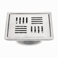 Stripes Square 304-Grade Floor Drain With Collar & Cockroach Trap (5x5 Inches)