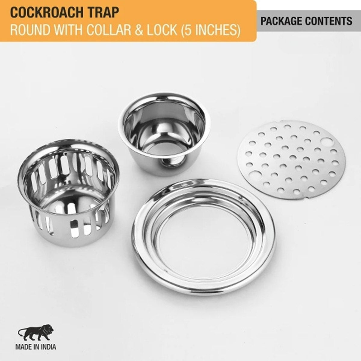 Round Floor Drain With Collar, Lock & Cockroach Trap (5 Inches)