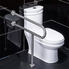 Handicap Foldable with Floor Support Stainless Steel Grab Bar